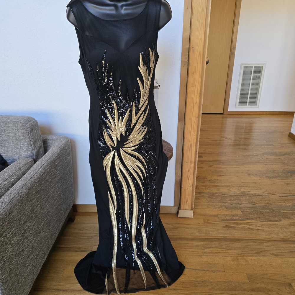 Glamorous Black and Gold Maxi Dress